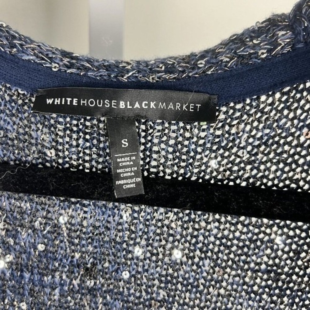 White House Black Market Navy Sequin Long Cardigan - Picture 3 of 14